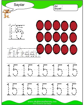 okul öncesi 1 sayısı çizgi çalışması